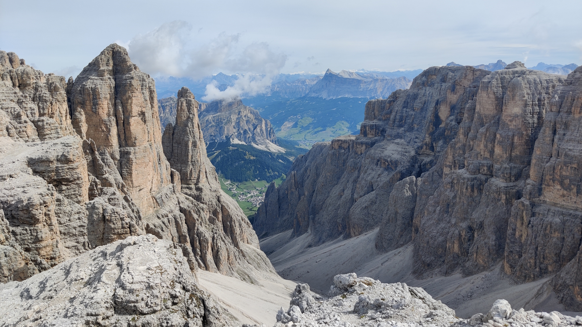 Views down Val Mezdi from Forcella d'Antersass