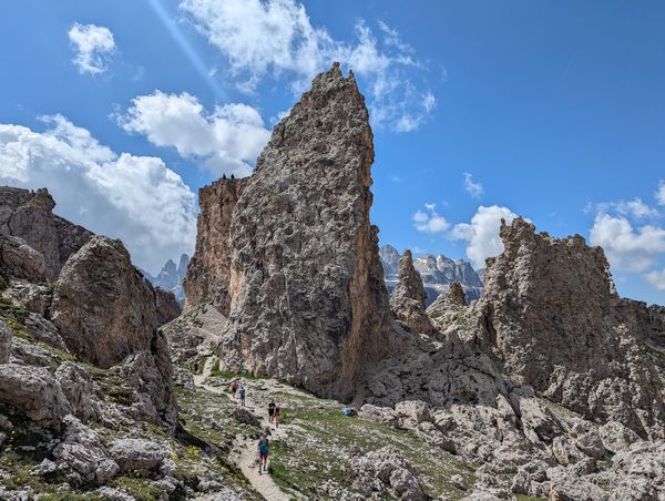 Views from Passo Cir to the Sella group on the Alta Via 2