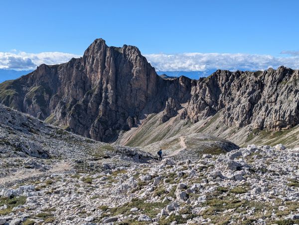 Crossing the Molignon Pass on stage 1 of the Alta Via 9