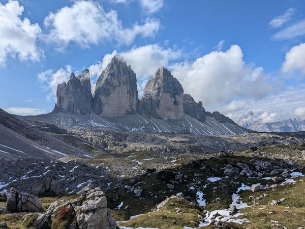 Iconic view of the Tre Cime from stage 11 of the Alta Via 9