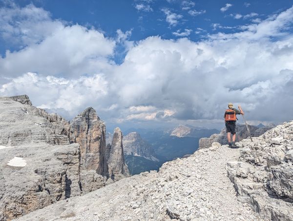 The rocky plateau around Rifugio Boe in the Sella group on the Alta Via 9