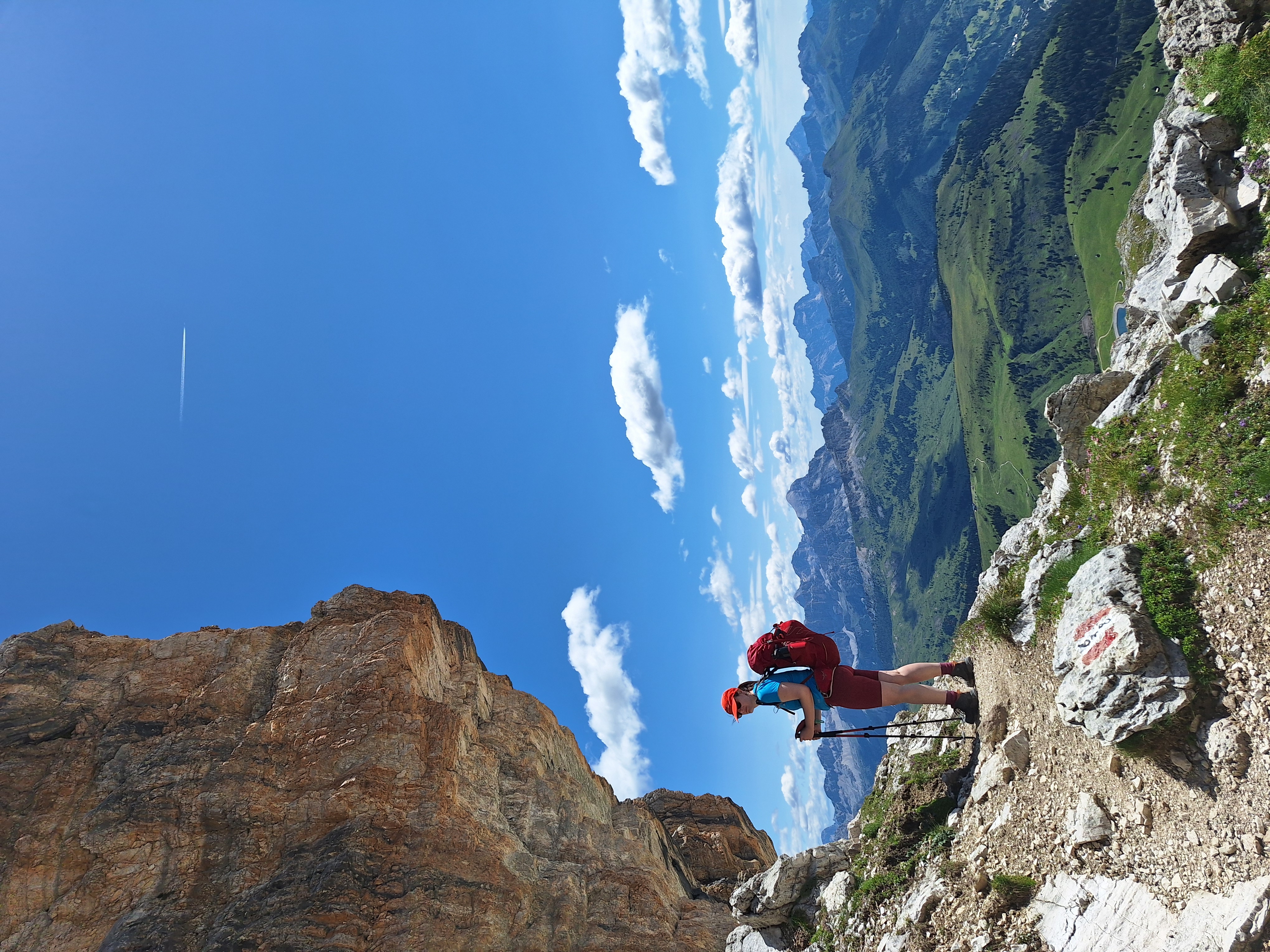 A dramatic, rocky path between Rifugio Boè and Passo Campolongo on the Alta Via 9