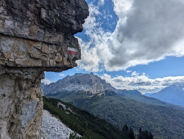 Enjoying the view from the traverse around the Monte Cristallo group on stage 9 of the Alta Via 9
