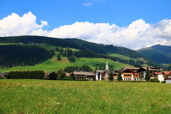 The pretty town of Dobbiaco at the start of the Alta Via 1