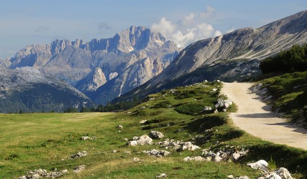 Alpine meadows on the approach to Rifugio Lavarella