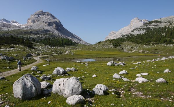 Approaching Tofane on the Alta Via 1 between Rifugio Lavarella and Rifugio Lagazuoi