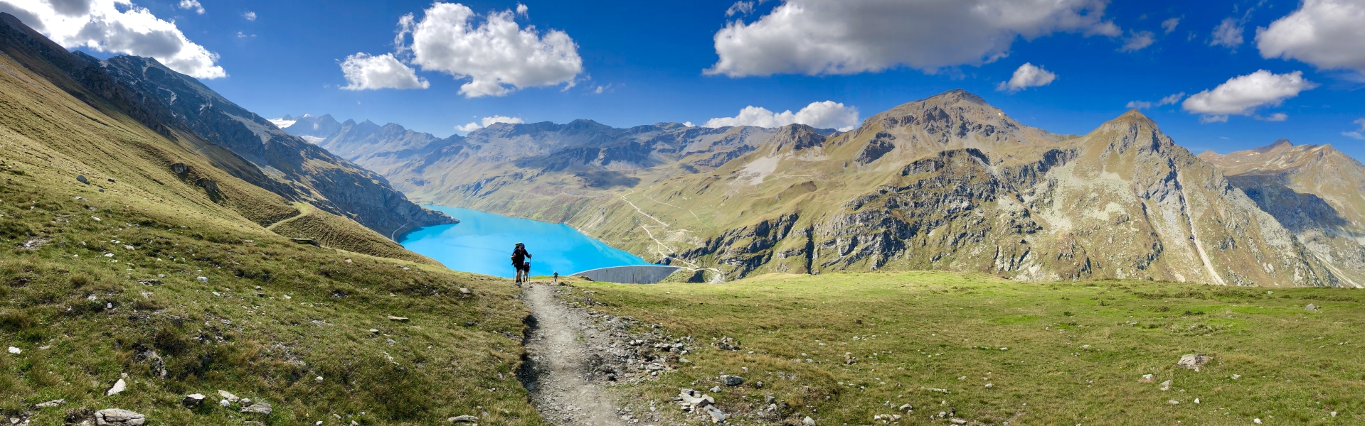 Hiking above Barrage du Moiry on the Haute Route East