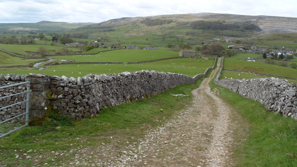 The dry stone walled lane climbs from Horton-in-Ribblesdale (2012)