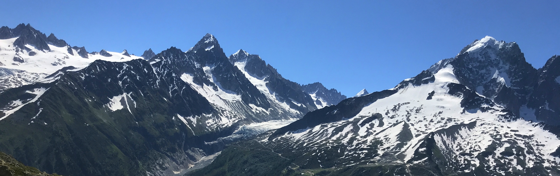 Looking towards Glacier d'Argentiere from the Aiguilles Rouges on the Tour du Mont Blanc