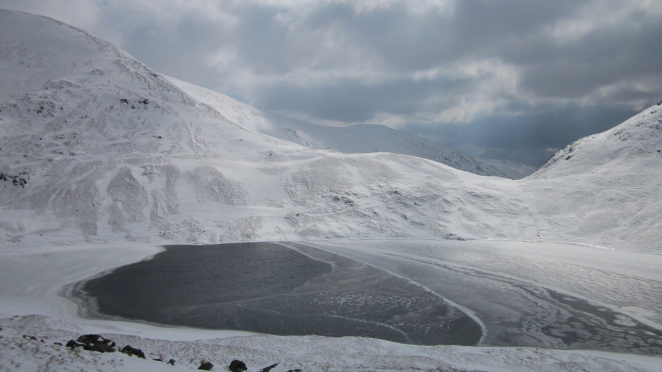 Unusual March snow at Grisedale Tarn in the Lake District (2013)