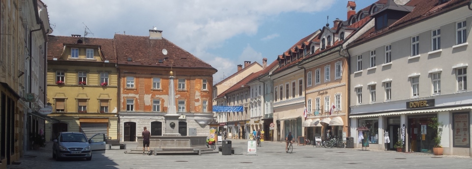 The town of Kranj near the Julian Alps