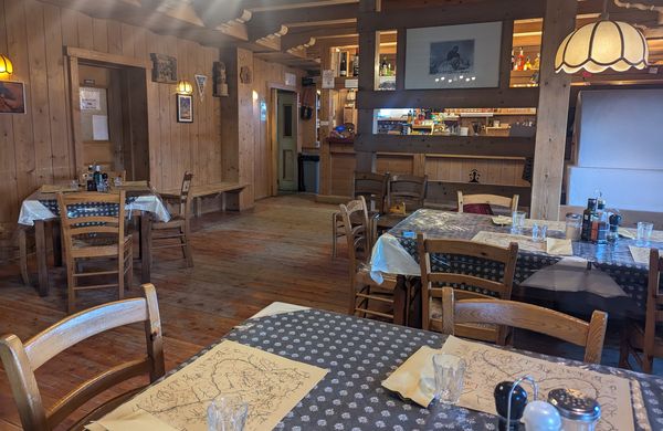 A dormitory room in Rifugio Lavaredo, a typical Alpine Hut in the Dolomites