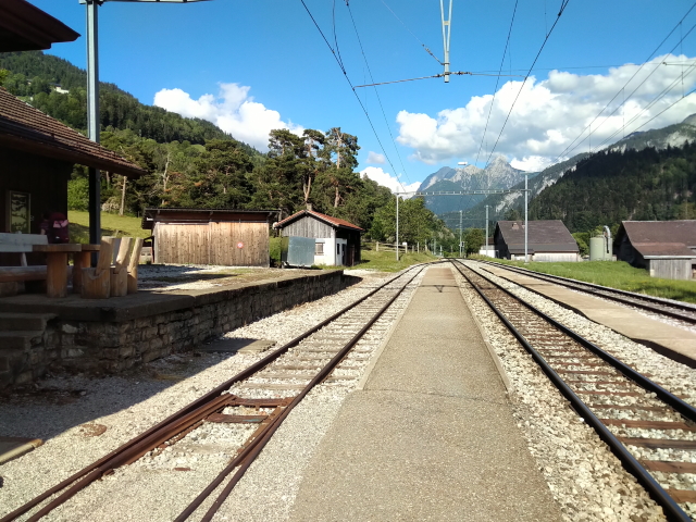 Swiss rail tracks at Rossinière, near the end of the Via Alpina