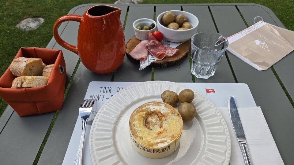 Cheese at dinner in Les Contamines, France