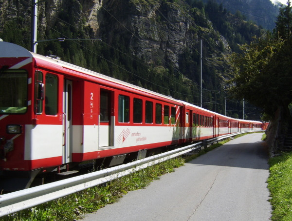 A train leaving Zermatt for Visp