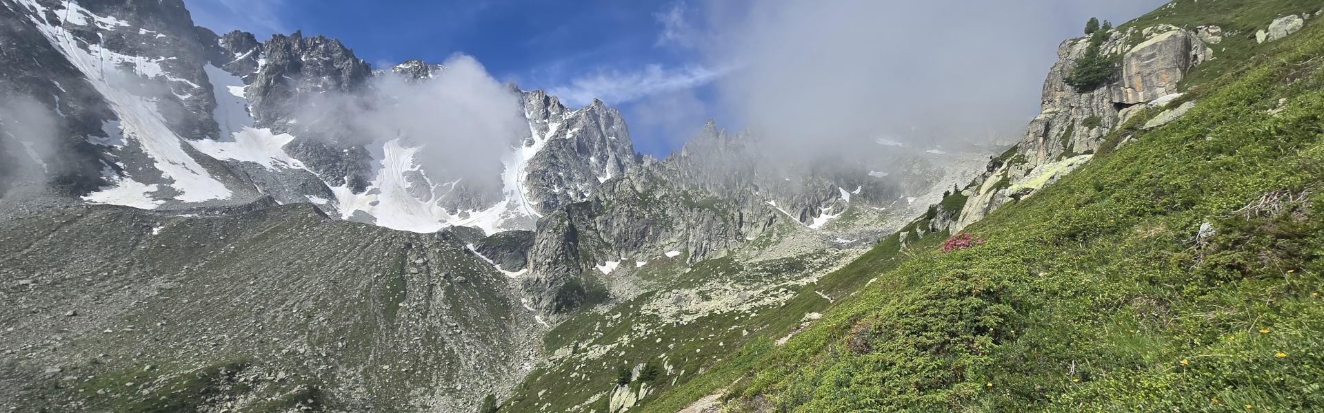 Walking up to the Fenetre d'Arpette on the Haute Route