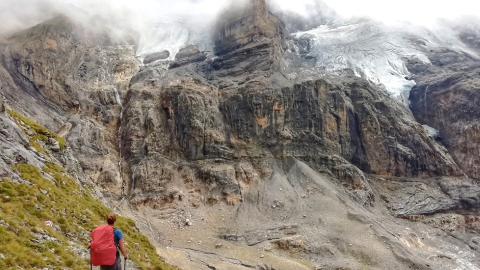  Nicky on the Via Alpina, Switzerland, in descent from the Blumlisalphutte (2020)