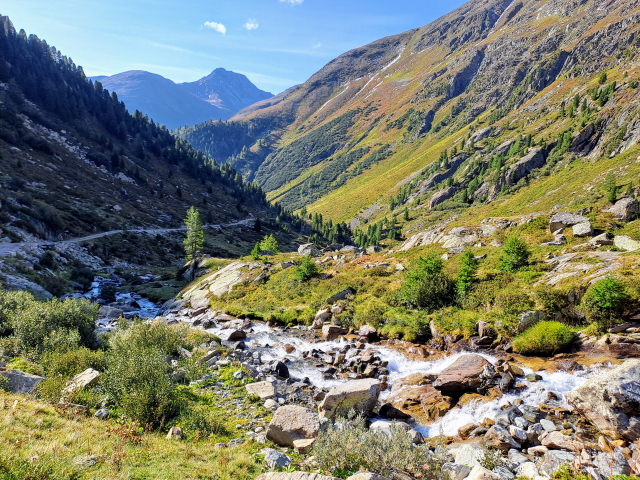 Descending through Val Susauna on our third stage