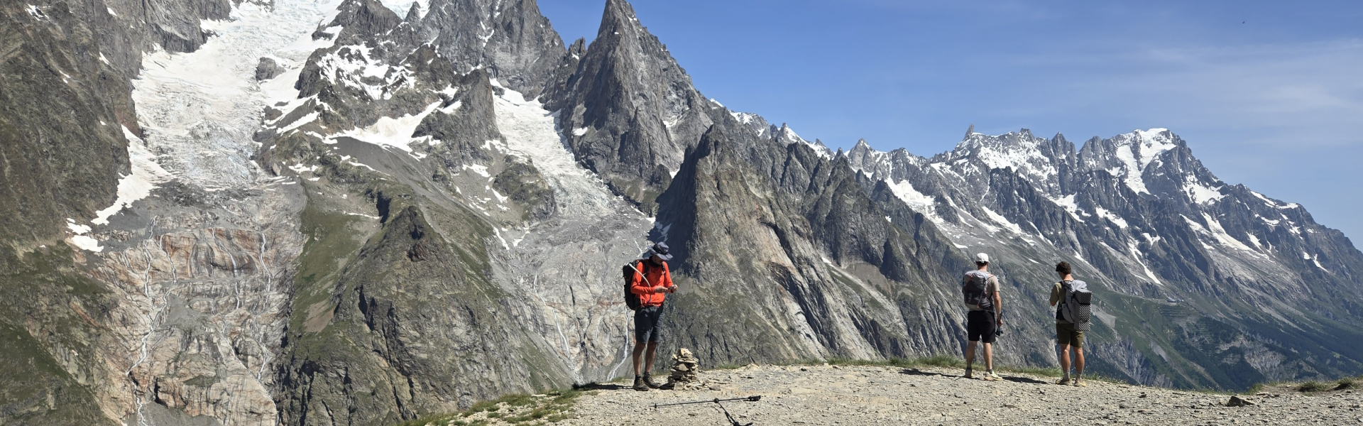 The glaciers of Val Veny on the Tour du Mont Blanc in Italy