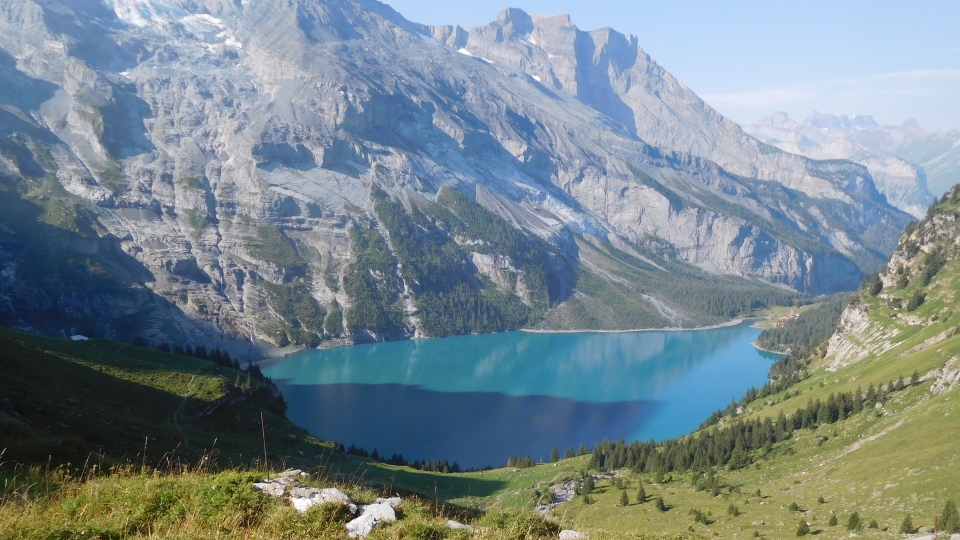 Oeschinensee Lake on the Via Alpina Bernese Oberland